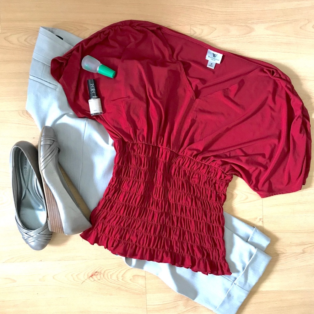 Size M Scarlett Shirt w/ rouching & dolman sleeves